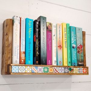 Moroccan Tile Reclaimed Wood Floating Shelf: Boho Home Decor